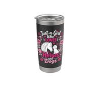 Just a Girl Who Loves Horses And Dods Cute Girl Horsing Farm Vaso térmico de acero inoxidable de doble pared
