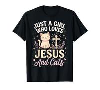 Just A Girl Who Loves Jesus and Cats Camiseta