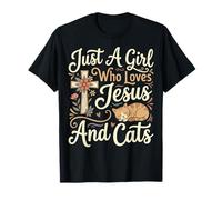 Just A Girl Who Loves Jesus and Cats Camiseta