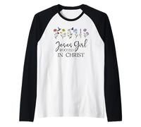 Just a Girl Who Loves Jesus Girls Christian Rooted in Christ Camiseta Manga Raglan