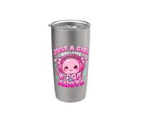 Just a Girl Who Loves K-Pop Axolotl Women K-Pop Music Vaso térmico de acero inoxidable de doble pared