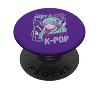 Just A Girl Who Loves K-Pop Funny Diseño de música Coreana PopSockets PopGrip Adhesivo
