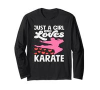Just A Girl Who Loves Karate Artes Marciales Corazones Rosa Niños Manga Larga
