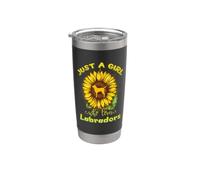 Just A Girl Who Loves Labradors Dog Puppy Sunflower Labrador Vaso térmico de acero inoxidable de doble pared