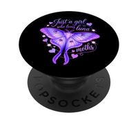 Just A Girl Who Loves Luna Polillas Hermosa Mariposa Púrpura PopSockets PopGrip Adhesivo