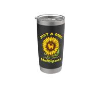 Just A Girl Who Loves Maltipoos Funny Dog Sunflower Maltipoo Vaso térmico de acero inoxidable de doble pared
