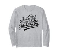 Just A Girl Who Loves Nebraska, Women's Girls Cute Nebraska Manga Larga