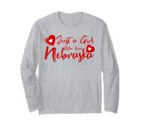 Just A Girl Who Loves Nebraska, Women's Girls Cute Nebraska Manga Larga