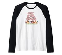 Just A Girl Who Loves Peckers Chicken Farm Animal Tees Funny Camiseta Manga Raglan