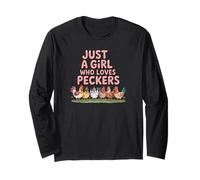 Just A Girl Who Loves Peckers Chicken Farm Animal Tees Funny Manga Larga