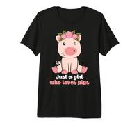 Just a Girl Who Loves Pig - Corona de Flores de Cerdo Camiseta Premium