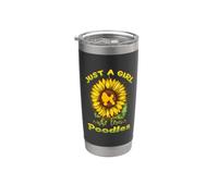 Just A Girl Who Loves Poodles Funny Dog Sunflower Poodle Vaso térmico de acero inoxidable de doble pared