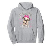 Just A Girl Who Loves Pugs para Dog Teen Girls Pug Mommy Sudadera con Capucha, Unisex para Adultos, Gris Jaspeado, S