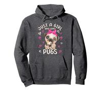 Just A Girl Who Loves Pugs para Dog Teen Girls Pug Mommy Sudadera con Capucha, Unisex para Adultos, Jaspeado Oscuro, XL