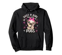 Just A Girl Who Loves Pugs para Dog Teen Girls Pug Mommy Sudadera con Capucha, Unisex para Adultos, Negro, XL