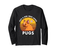 Just A Girl Who Loves Pugs Pug Lover Dog Dueño Vintage Manga Larga
