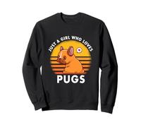 Just A Girl Who Loves Pugs Pug Lover Dog Dueño Vintage Sudadera
