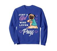 Just A Girl Who Loves Pugs - Regalos para niñas Amantes de los Pug Sudadera, Unisex para Adultos, Azul Real, S