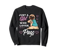 Just A Girl Who Loves Pugs - Regalos para niñas Amantes de los Pug Sudadera, Unisex para Adultos, Negro, XXL