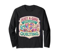 Just A Girl Who Loves Quilting Cute Quilter Diciendo Cita Divertido Manga Larga