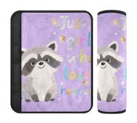 Just A Girl Who Loves Raccoon - 2 almohadillas acolchadas para correas de asiento de coche que protegen tu cuello y hombros para protector de auto para cinturón de carro