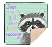 Just A Girl Who Loves Raccoon - Alfombra de juego de espuma suave para bebés en interiores y exteriores, no tóxica, para bebés y niños pequeños, 50 x 50 pulgadas