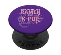 Just A Girl Who Loves Ramen y K-Pop Diseño de música Divertida PopSockets PopGrip Adhesivo