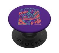 Just A Girl Who Loves Ramen y K-Pop Diseño de música Divertida PopSockets PopGrip Adhesivo
