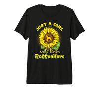 Just A Girl Who Loves Rottweilers Dog Sunflower Rottweiler Camiseta Premium