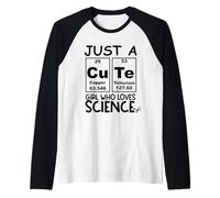Just a Girl Who Loves Science Cute Girls Science Teacher Camiseta Manga Raglan