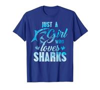 Just A Girl Who Loves Sharks - Gráfico Divertido de tiburón con Cita de Broma Camiseta, Hombre, Azul Real, 3XL