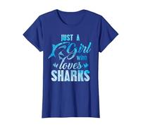 Just A Girl Who Loves Sharks - Gráfico Divertido de tiburón con Cita de Broma Camiseta, Mujer, Azul Real, 3XL