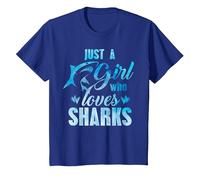Just A Girl Who Loves Sharks - Gráfico Divertido de tiburón con Cita de Broma Camiseta, Niños, Azul Real, 3 años