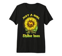 Just A Girl Who Loves Shiba Inus Dog Sunflower Shiba Inu Camiseta Premium