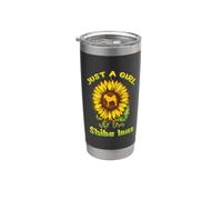 Just A Girl Who Loves Shiba Inus Dog Sunflower Shiba Inu Vaso térmico de acero inoxidable de doble pared