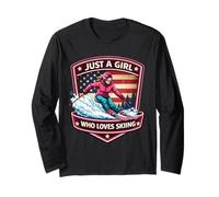 Just A Girl Who Loves Skiing American Skier Ski Resort USA Manga Larga
