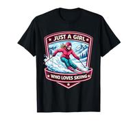 Just A Girl Who Loves Skiing Ski Resort Womens Quote Camiseta
