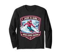 Just A Girl Who Loves Skiing Ski Resort Womens Quote Manga Larga
