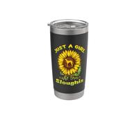 Just A Girl Who Loves Sloughis Dog Funny Sunflower Sloughi Vaso térmico de acero inoxidable de doble pared