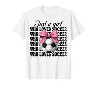 Just A Girl Who Loves Soccer Coquette Bow Rosa Camiseta