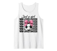 Just A Girl Who Loves Soccer Coquette Bow Rosa Camiseta sin Mangas