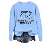 Just A Girl Who Loves - Sudadera divertida de hockey sobre hielo para mujer, azul celeste, XL