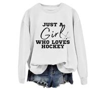 Just A Girl Who Loves - Sudadera divertida de hockey sobre hielo para mujer, blanco, M