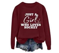 Just A Girl Who Loves - Sudadera divertida de hockey sobre hielo para mujer, Burdeos, XXL