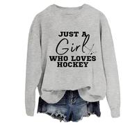 Just A Girl Who Loves - Sudadera divertida de hockey sobre hielo para mujer, gris, XXL