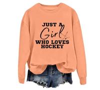 Just A Girl Who Loves - Sudadera divertida de hockey sobre hielo para mujer, naranja, M