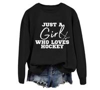 Just A Girl Who Loves - Sudadera divertida de hockey sobre hielo para mujer, Negro, M