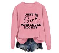 Just A Girl Who Loves - Sudadera divertida de hockey sobre hielo para mujer, rosa, S