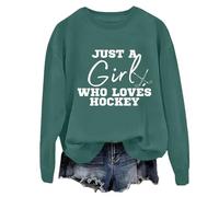 Just A Girl Who Loves - Sudadera divertida de hockey sobre hielo para mujer, verde, S