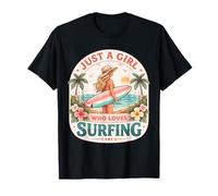 Just A Girl Who Loves Surfing Woman Surfer Cute Surfboard Camiseta